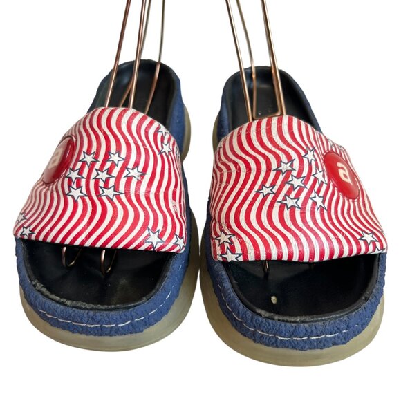 Alexander Wang A1 platform slide sandals slip on red white blue size 38 8 chunky - Picture 2 of 15